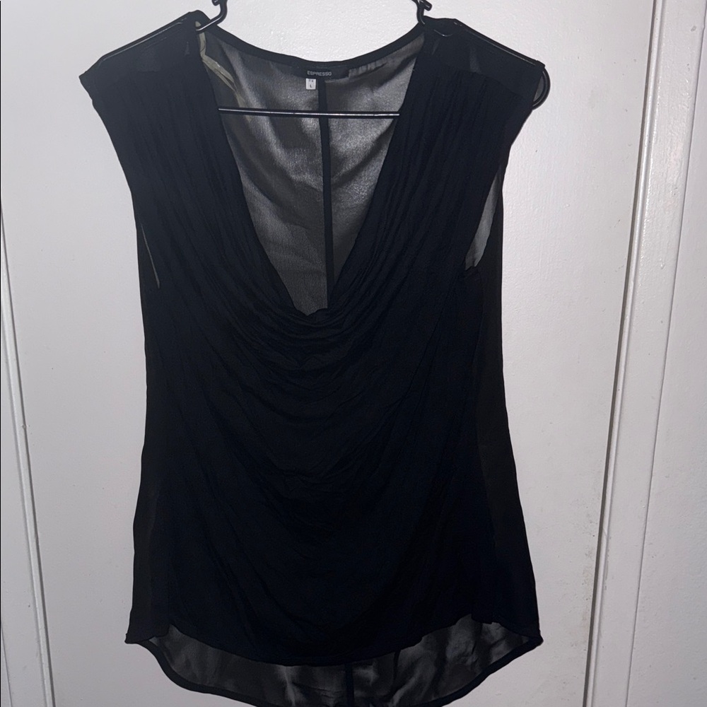 Espresso Black Sheer Drape Top
